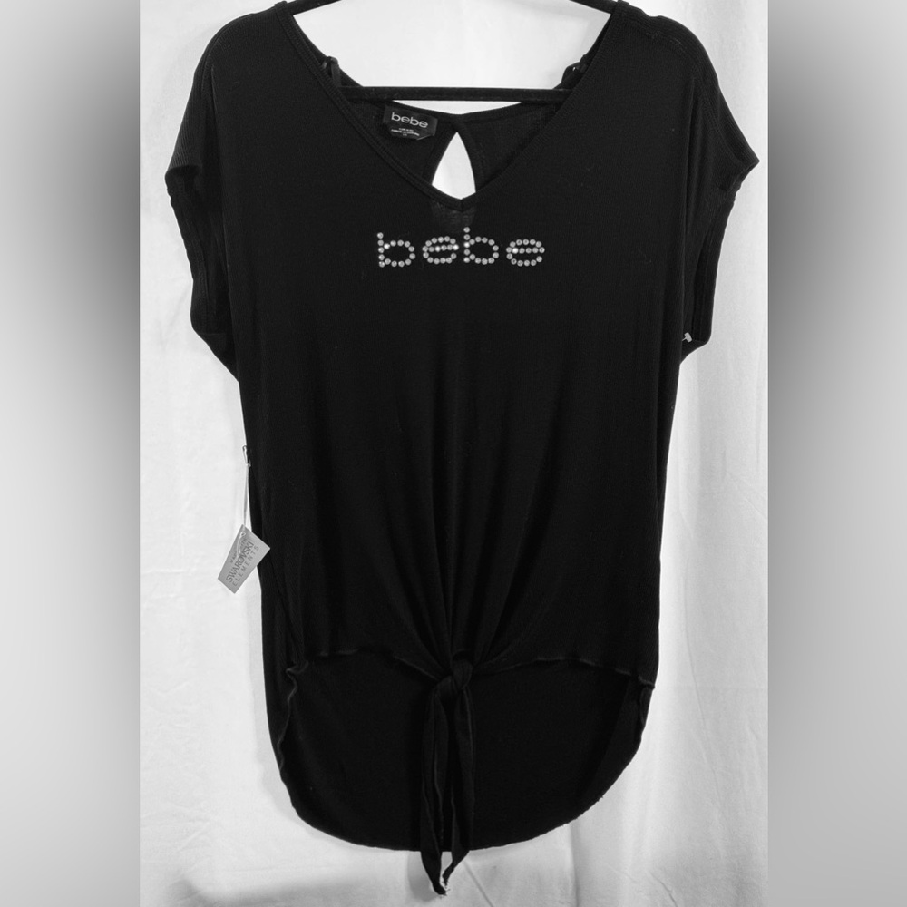 Bebe Swarovski elements Top w/front knot-tie. Sz. L  90s- early 2000s -NWT Rare